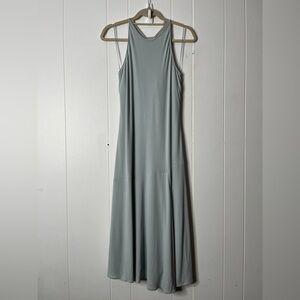 Lida Baday Elegant Gray Sleeveless Dress Asymmetrical Front Slit Jersey Size M